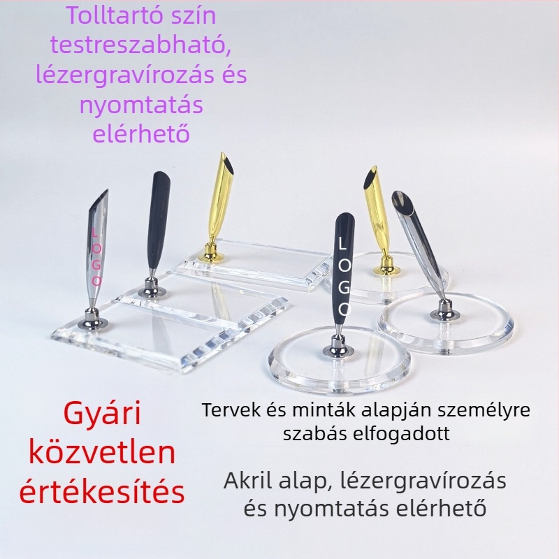 Akril forgó tolltartó kristályalappal, európai retro tollbetét, testreszabható különböző formákkal és betétekkel