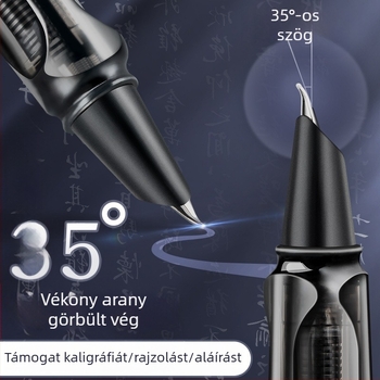 Diákkal használható kalligráfiás toll görbült hegével, művészi heggyel, fémből készült tokkal, modell SJ-4870, tintatartály