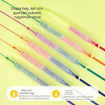 Beifa dupla végű kiemelő toll HY76-6B1, műanyag ház, diákoknak, szemvédő dizájn