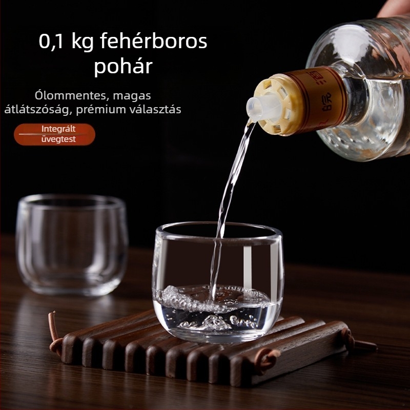 Borospohár vastag, tartós üvegből, átlátszó, kapacitás legfeljebb 100 ml, logó nyomtatás elérhető