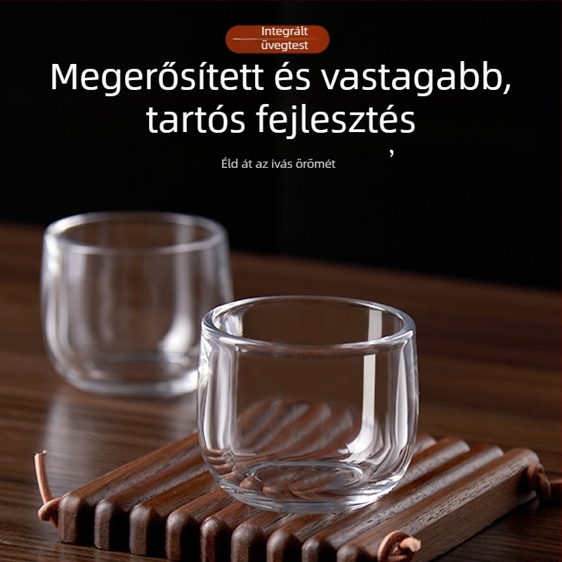 Borospohár vastag, tartós üvegből, átlátszó, kapacitás legfeljebb 100 ml, logó nyomtatás elérhető