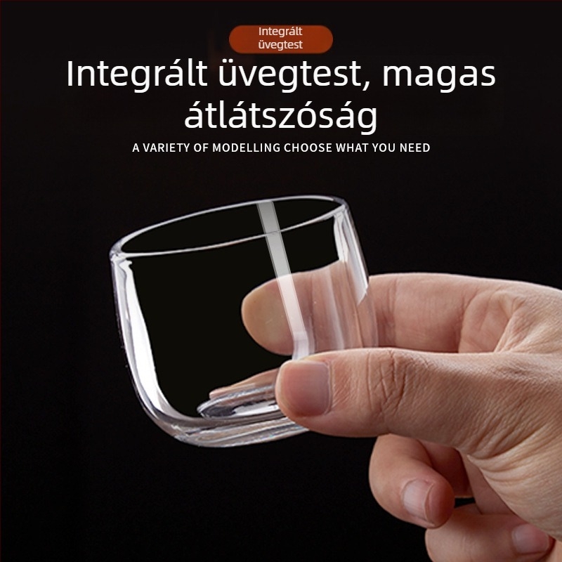 Borospohár vastag, tartós üvegből, átlátszó, kapacitás legfeljebb 100 ml, logó nyomtatás elérhető