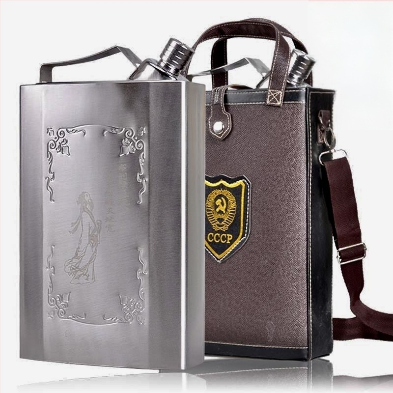 316 rozsdamentes acél hordozható italos flakon, retro luxus stílus, kapacitás 3/5/7 jin, logó nyomtatás elérhető