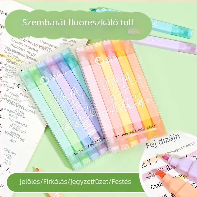 Morandi műanyag dupla végű kiemelő toll, modell A0050, diákoknak, szemvédő funkcióval