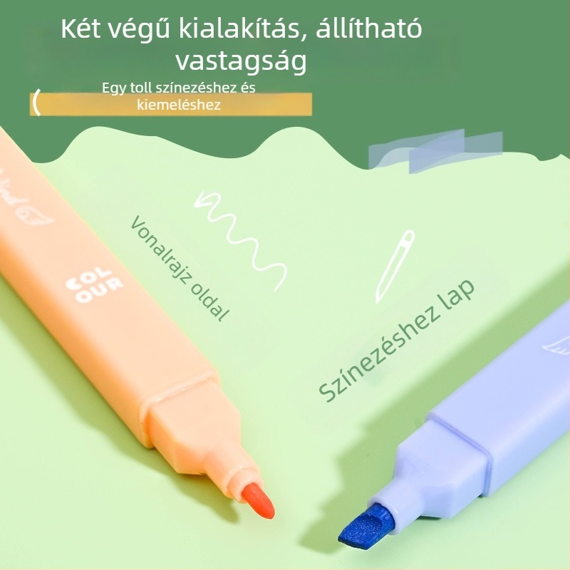 Morandi műanyag dupla végű kiemelő toll, modell A0050, diákoknak, szemvédő funkcióval