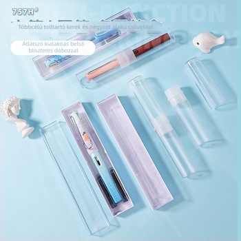 Műanyag tolltartó doboz, tömeges csomagolás, ajándékhoz megfelelő, ballagásra