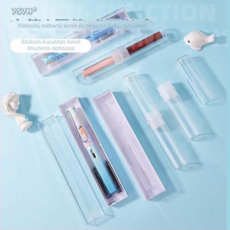 Műanyag tolltartó doboz, tömeges csomagolás, ajándékhoz megfelelő, ballagásra