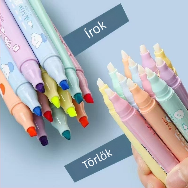 Letörölhető fluoreszkáló marker naplóíráshoz – kétoldalas, műanyag ház, 6 db/csomag, modell Cs-h781, Timeout
