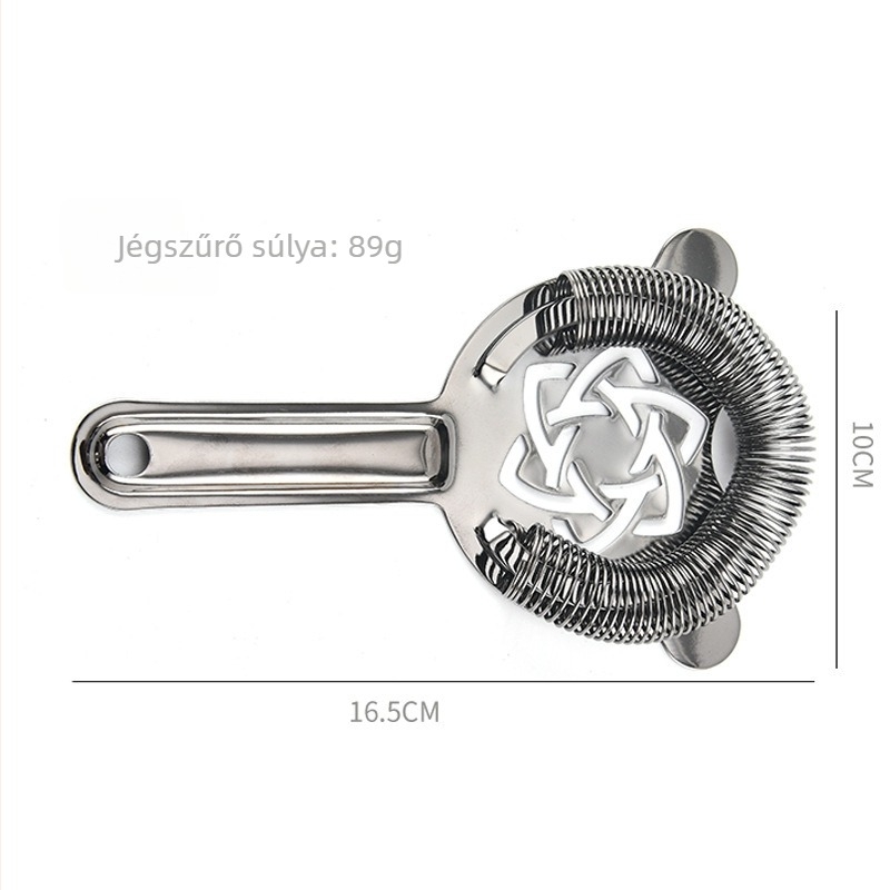 Rozsdamentes acél jégszűrő koktélokhoz – professzionális bárszűrő hálós szerkezettel a keveréshez