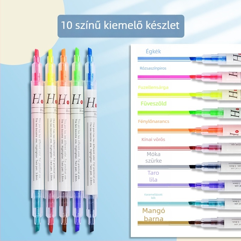 Dupla fejű kiemelő toll, műanyag házzal, modell: Highlighter