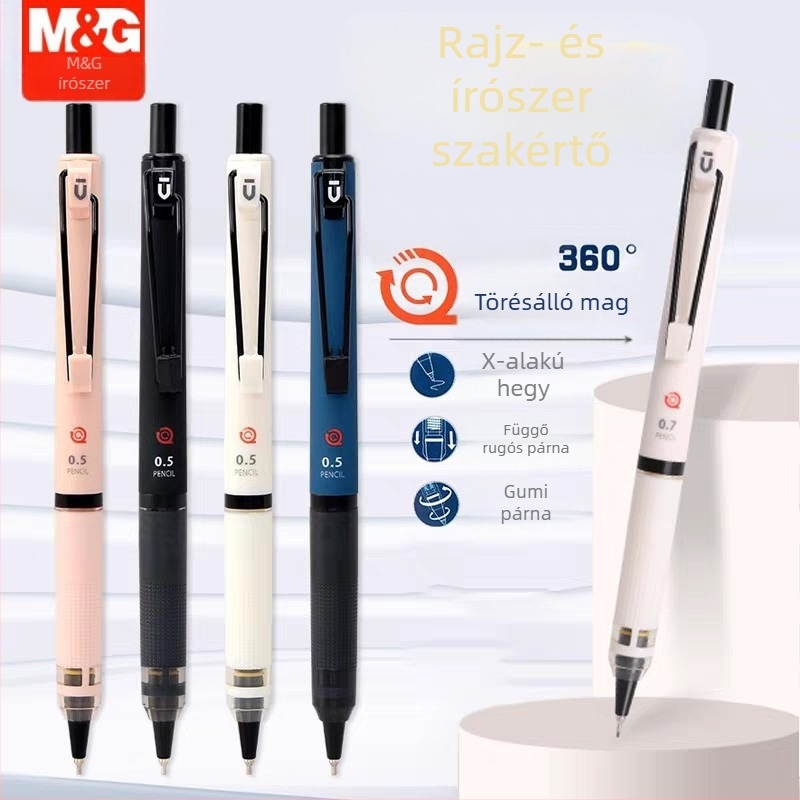 Mechanikus ceruza alacsony tömegközépponttal, automatikus grafit-kinyújtás, törésálló grafit, modell J6919/J6920