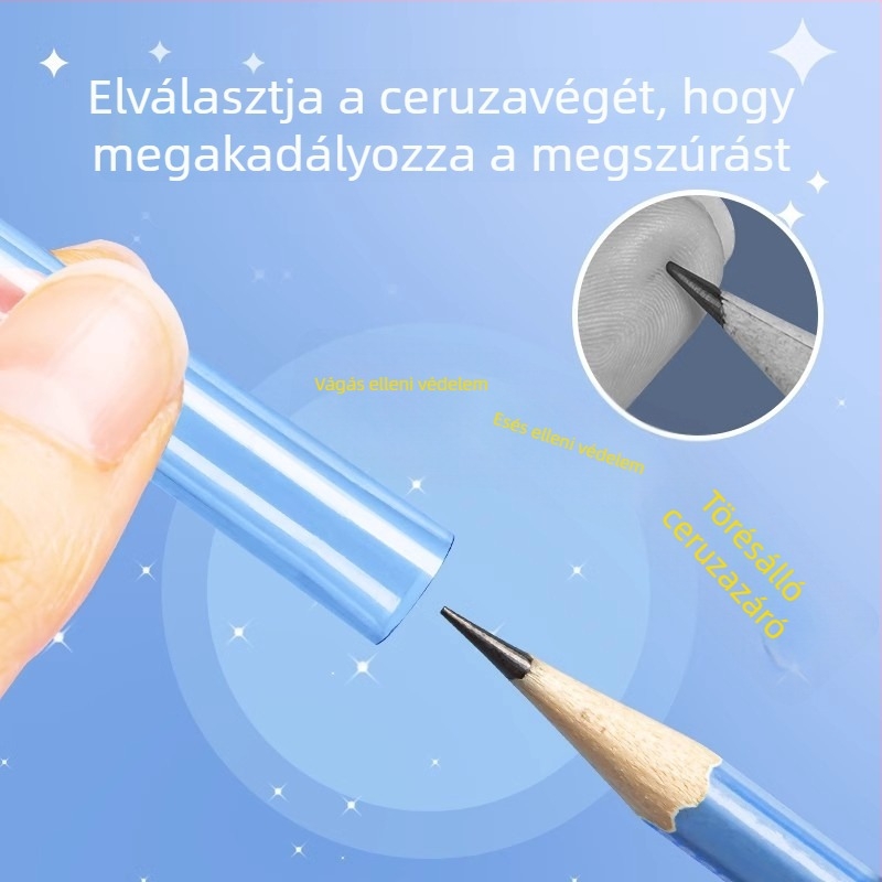 Új ceruza kupakvédő és csúcsvédő, átlátszó anyag, továbbfejlesztett tartósság, szabványos csomagolás
