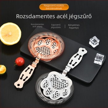 Rozsdamentes acél koktél shaker 304-es acélból, jégelválasztó és borfiltráló, Bear Paw Ice Filter, 94 g