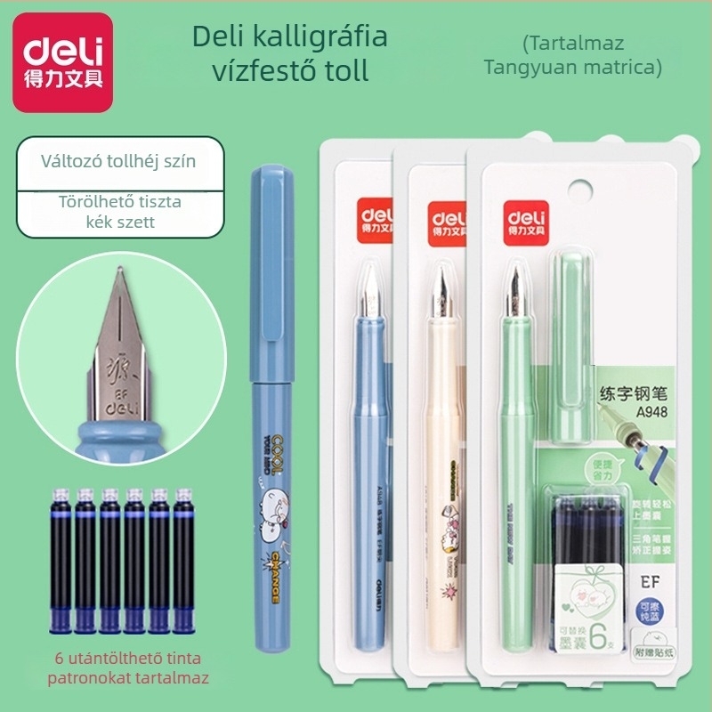 Töltőtoll diákoknak írásgyakorláshoz, modell A948, műanyag burkolat, EF tollhegy, forgó tinta felszívó rendszer, ajándékdoboza csomagolás