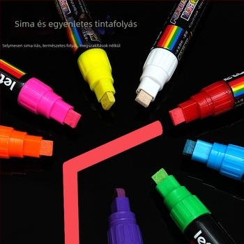 Elektronikus fluoreszcens tábla író toll folyékony krétával, vízben oldódó, nagy fej 4.5/8 mm, pormentes, színek széles választéka