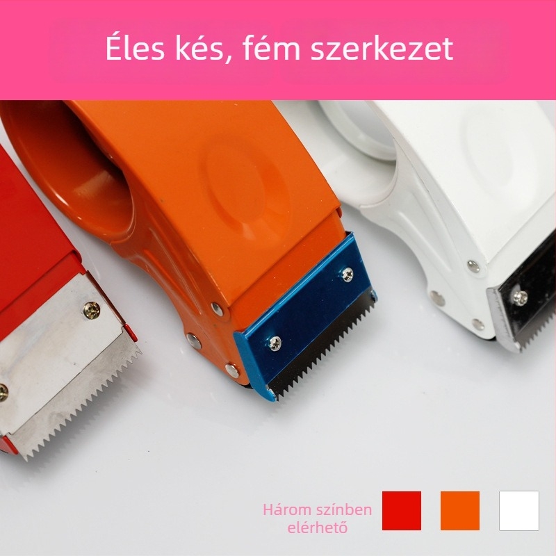 Ragasztószalag vágó nehéz doboz lezáráshoz – vas test, modell Metal Cutter, szalag szélesség max. 75 mm, orsóátmérő 130 mm, nettó tömeg 180 g, záráshoz és csomagoláshoz