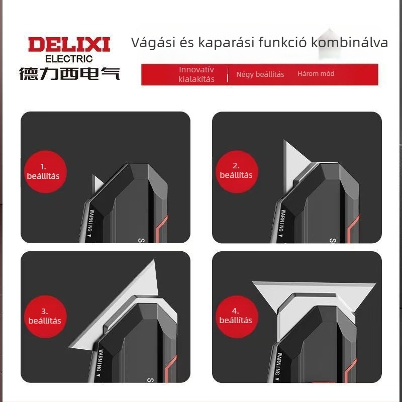 Delixi nehéz terhelésű 2 az 1-ben vágókés tapéta-kaparóval, rozsdamentes acél penge, ipari használatra