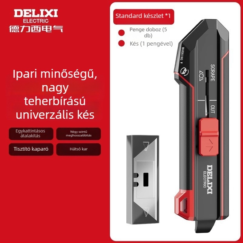 Delixi nehéz terhelésű 2 az 1-ben vágókés tapéta-kaparóval, rozsdamentes acél penge, ipari használatra