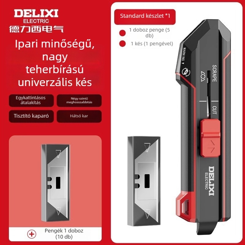 Delixi nehéz terhelésű 2 az 1-ben vágókés tapéta-kaparóval, rozsdamentes acél penge, ipari használatra