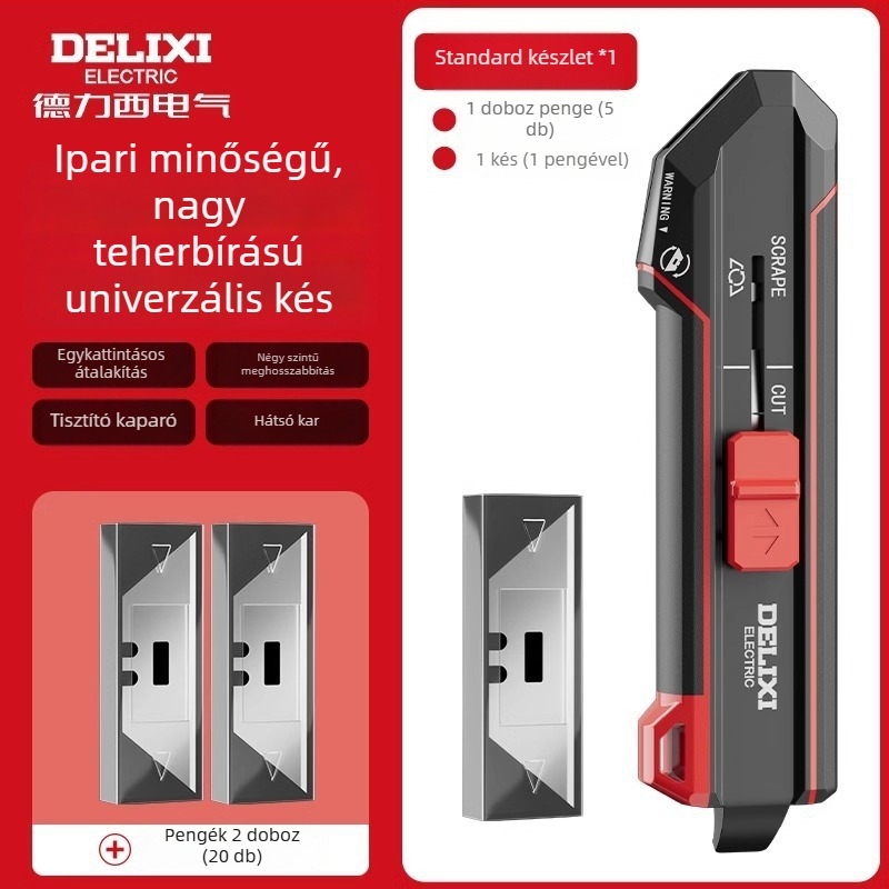 Delixi nehéz terhelésű 2 az 1-ben vágókés tapéta-kaparóval, rozsdamentes acél penge, ipari használatra