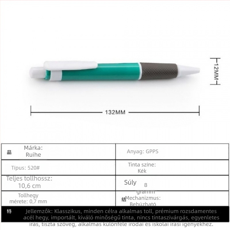 Push-típusú golyóstoll 0,7 mm diákoknak — kék, fekete és piros tinta