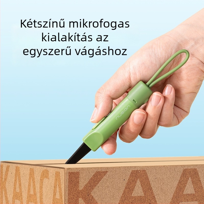 NS066 fogazott dobozvágó kés, anyag: fém+ABS, teljes hossz: 135 mm, penge 135×20 mm