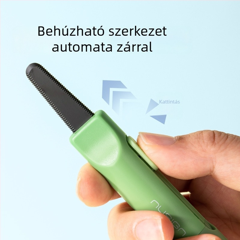 NS066 fogazott dobozvágó kés, anyag: fém+ABS, teljes hossz: 135 mm, penge 135×20 mm