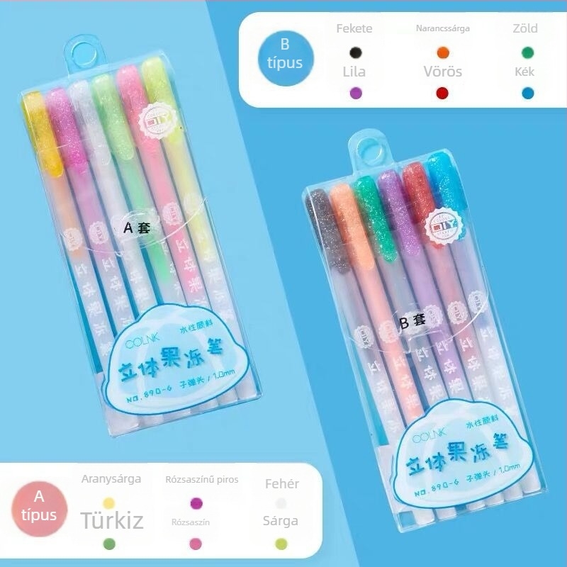 COLNK Colin 3D Jelly Pen DIY Highlighter Graffiti Glass Painting Pen – Modell 890-6, Műanyag burkolat, Dobozos csomagolás, Nyomtatott logó, Testreszabható