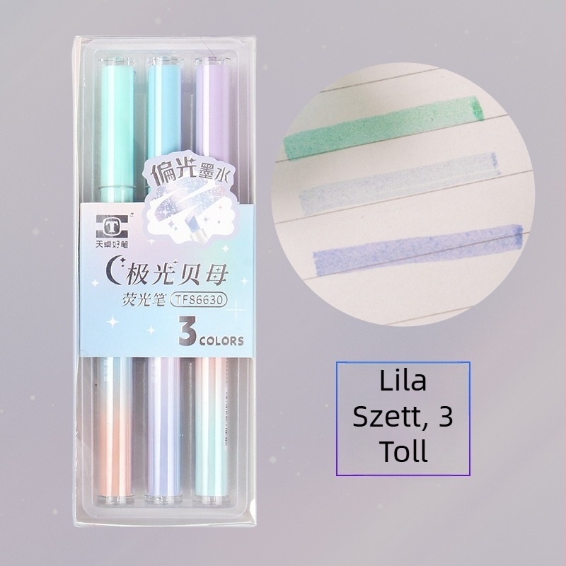 Tianzhuo Aurora gyöngyház csillogó kiemelő toll, modell 86630, műanyag test, dobozos csomagolás, középiskolások számára a kulcspontok kiemeléséhez