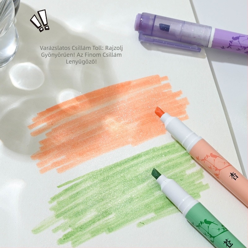 Kiemelő tollkészlet - műanyag ház, PVC dobozos csomagolás, Modell DPYGB-52, Nem törölhető, Logó testreszabás elérhető