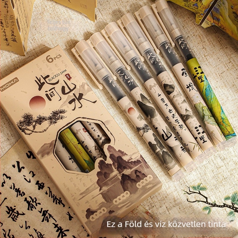 Antik sorozatú gél toll, műanyag test, kupakkal, dobozos csomagolás, diákoknak és szakembereknek