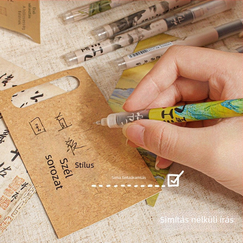 Antik sorozatú gél toll, műanyag test, kupakkal, dobozos csomagolás, diákoknak és szakembereknek