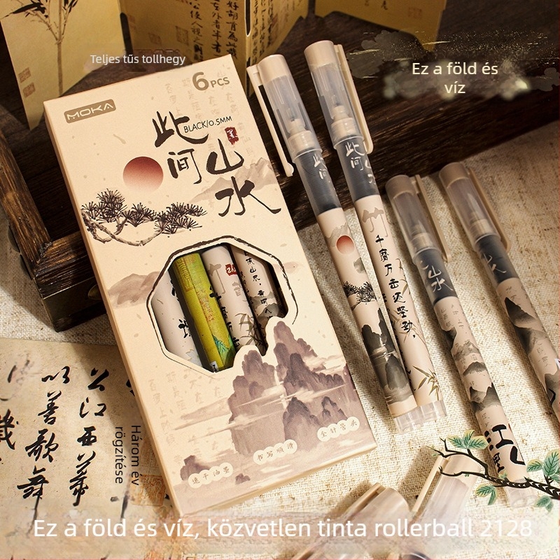 Antik sorozatú gél toll, műanyag test, kupakkal, dobozos csomagolás, diákoknak és szakembereknek