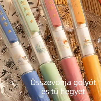 Cartoon Bear gél toll visszahúzható – aláíró/ ecset stílus, műanyag test, hegy anyaga: egyéb anyagok, nem törölhető