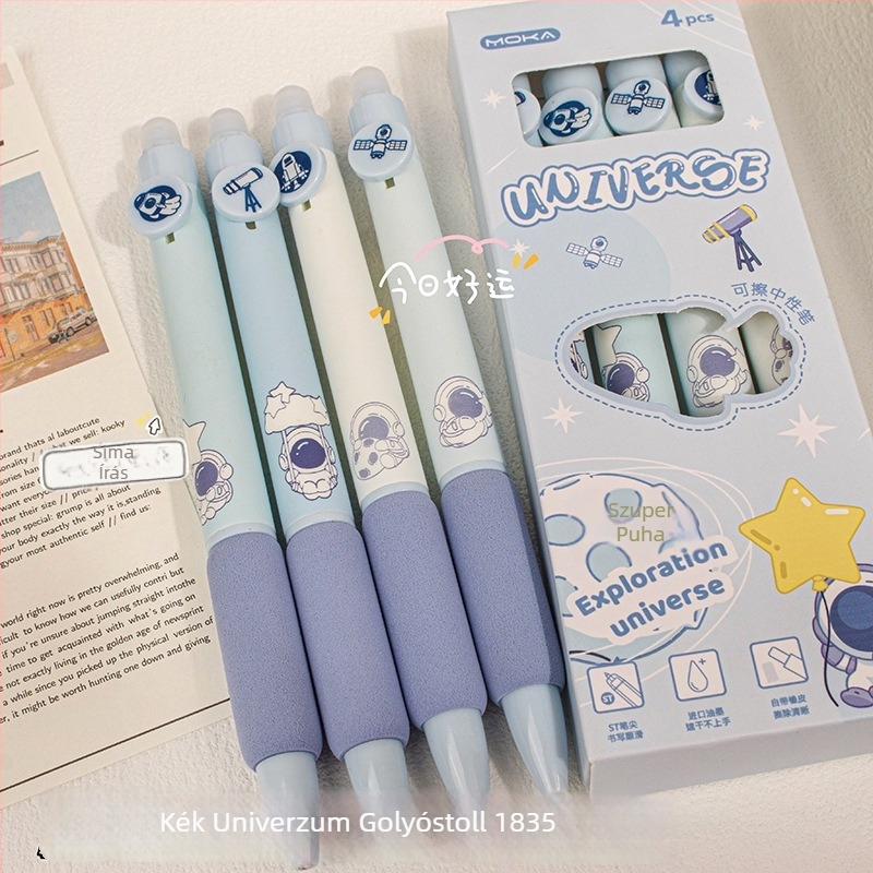 Rajzfilm termikus törölhető toll általános iskolásoknak – MOYL Cartoon sorozat, műanyag ház, rozsdamentes acél heg, törölhető