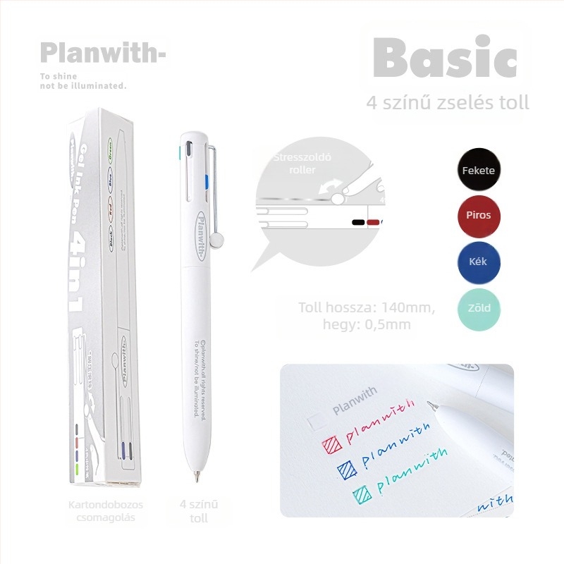 Planwith 4-in-1 több színű toll ABS burkolattal, CS heggyel – nem törölhető
