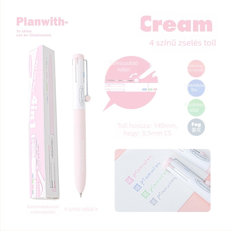 Planwith 4-in-1 több színű toll ABS burkolattal, CS heggyel – nem törölhető