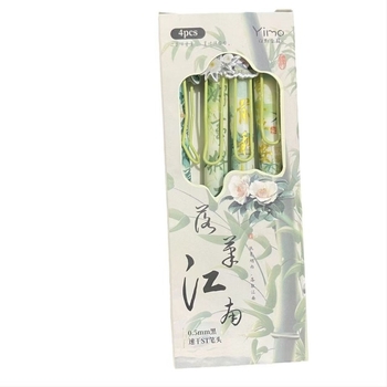 Ősi stílusú visszahúzható zselés toll, fém heggyel, műanyag test, nem törlődik