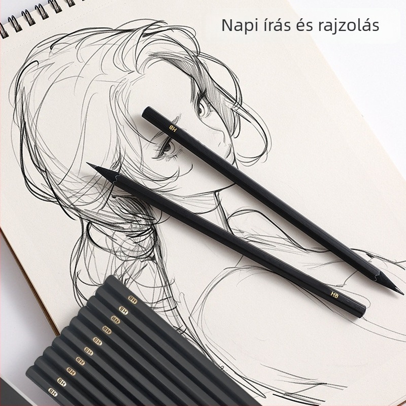 TC fa HB grafitceruza, hexagonális test, biztonságos, nem toxikus grafit íráshoz és rajzoláshoz diákoknak