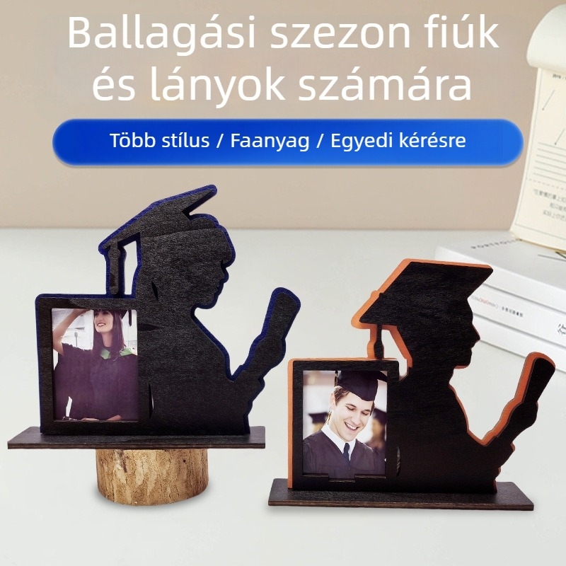 Fából készült diploma fotókeret dekoráció, Xinrui márka, modell Graduation season ornaments, logó nyomtatás, feldolgozás testreszabás
