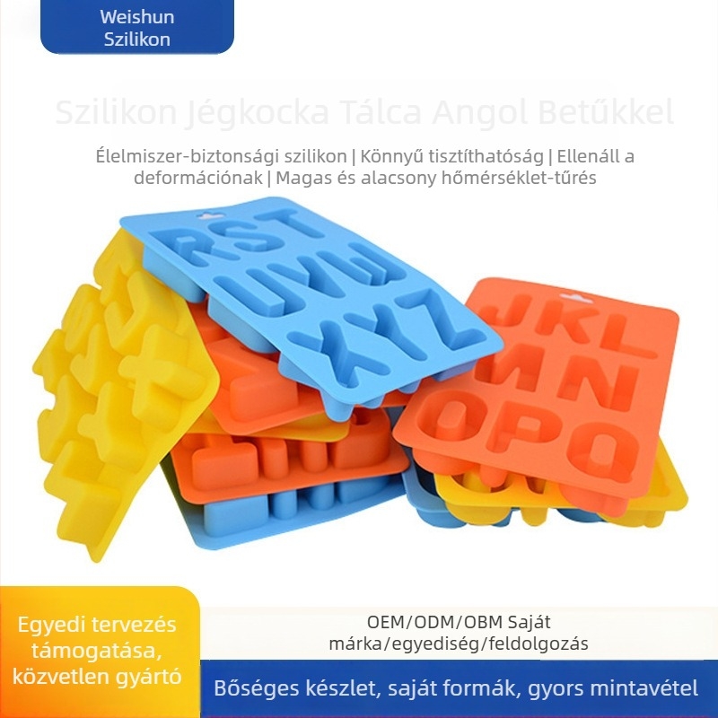 Szilikon betűs jégkocka forma, logónyomtatás, testreszabott feldolgozás, prémium minőség