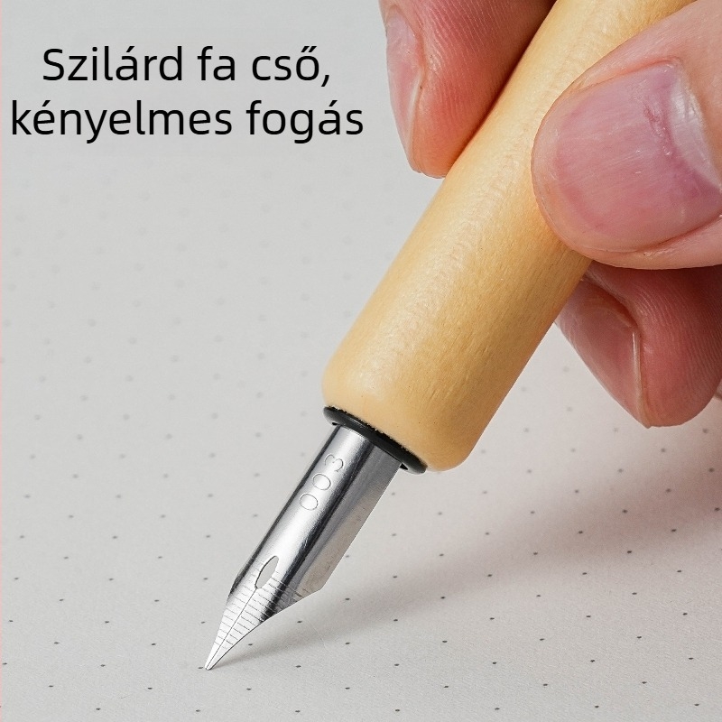 Díptoll készlet – fa test, rozsdamentes acél heg, WD368, cserélhető hegyek, tinta merítéses rendszer
