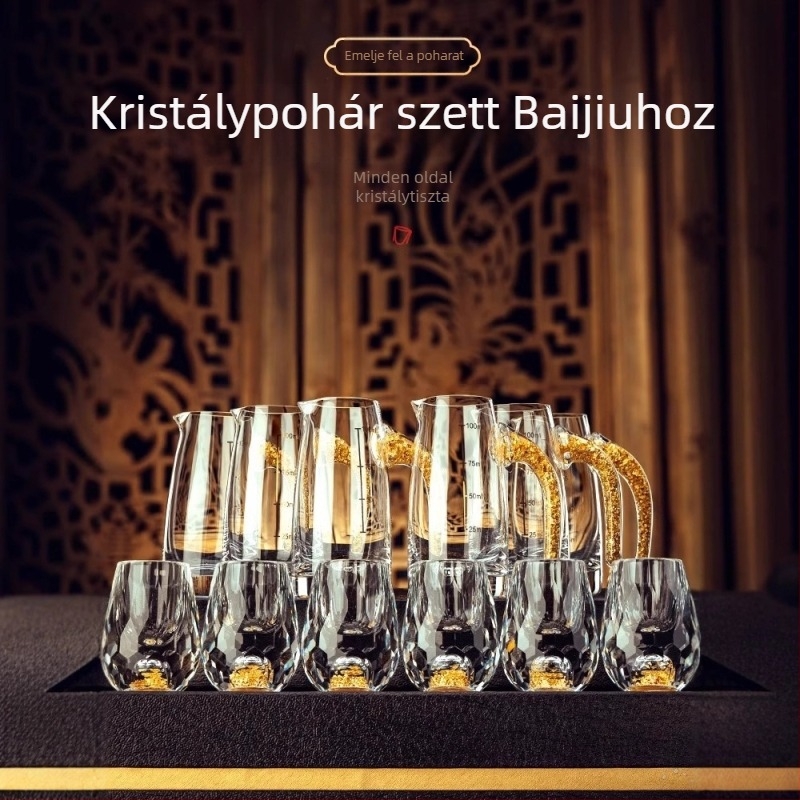 Kristályüvegből készült kínai stílusú boros dekantáló készlet – bárfelszerelés, 10 alkatrész, 20 készletek, Baiyu