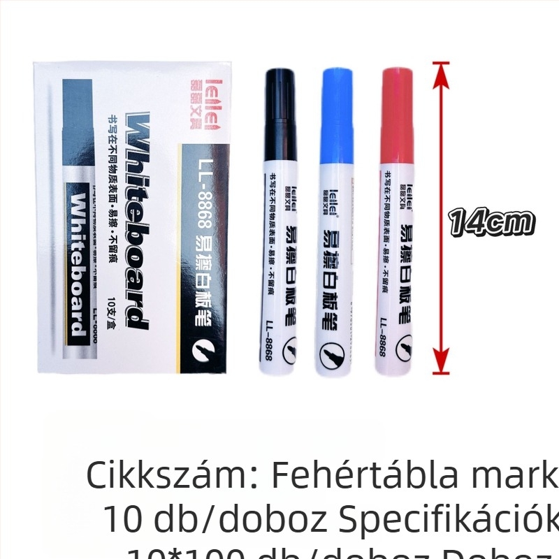 Fehér táblára való marker Leilei Stationery, Modell 0415-9, Chunle CL-588, Műanyag ház, Vonalvastagság 3 mm, Dobozos csomagolás