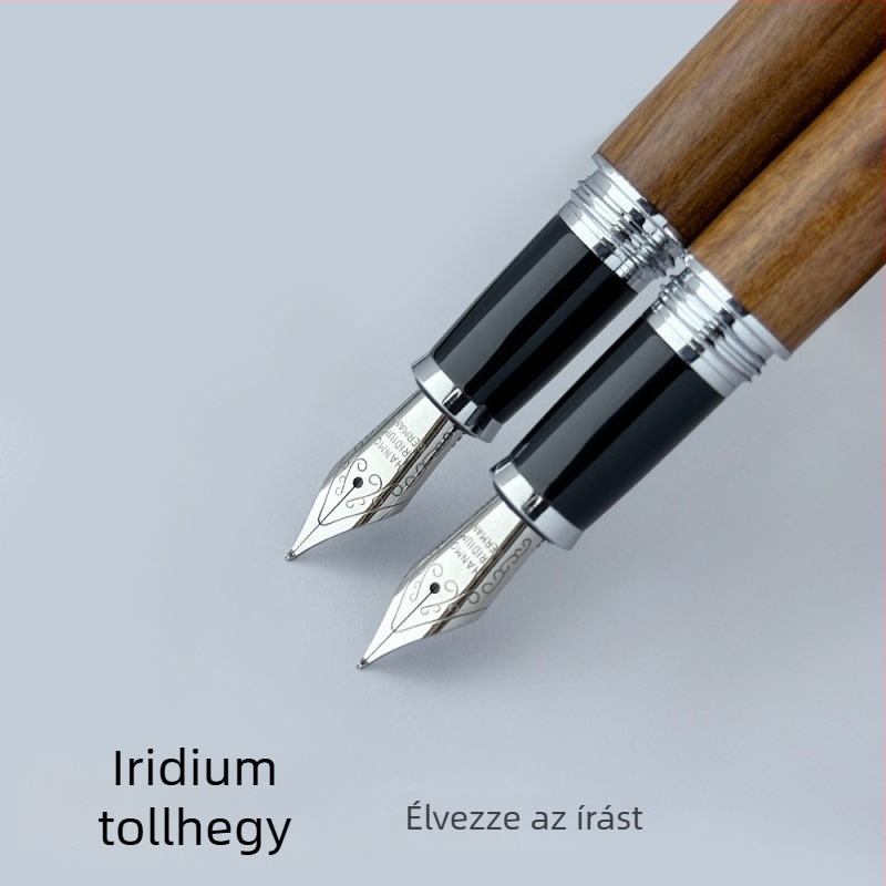 Fából készült töltőtoll, modell 3W816, automatikus tintaszállítás, tollhegy 0.5, lézergravírozott logó, testre szabható.