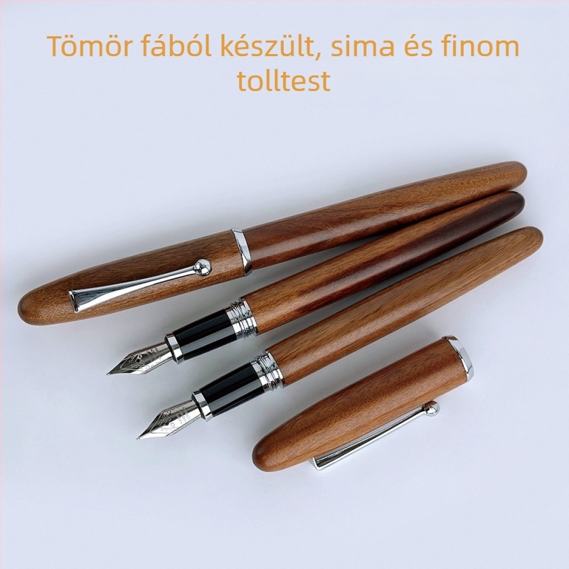 Fából készült töltőtoll, modell 3W816, automatikus tintaszállítás, tollhegy 0.5, lézergravírozott logó, testre szabható.