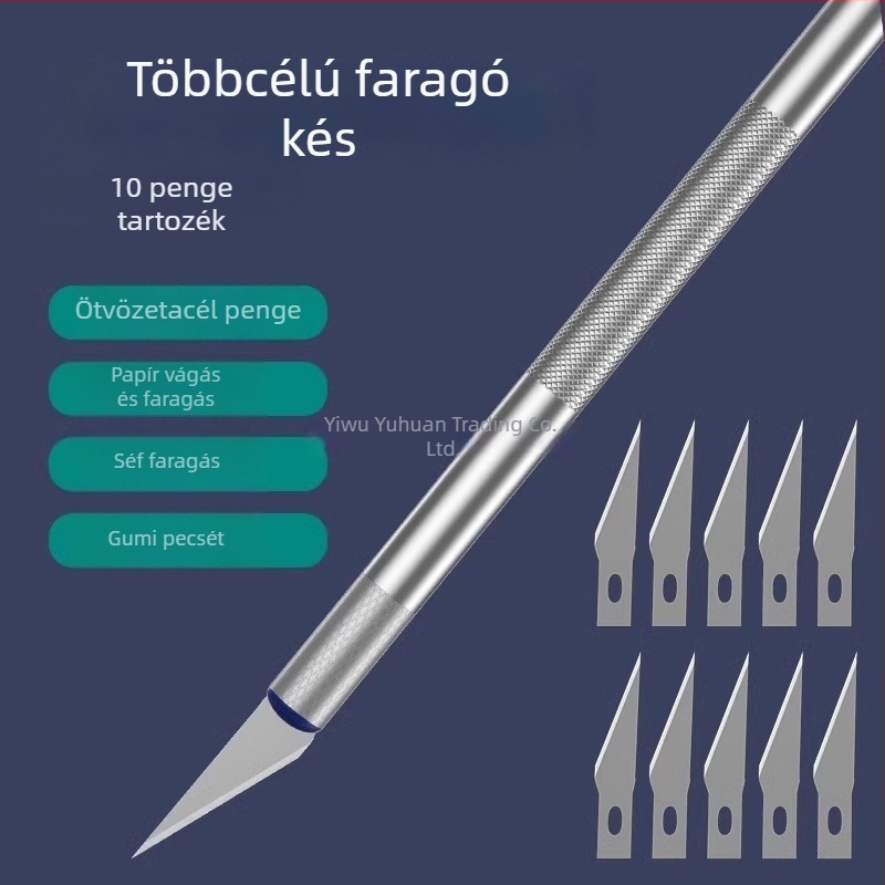 Kézműves kés alumínium rúd maggal és ötvözött acél penge; tömeg 10; teljes hossz 10