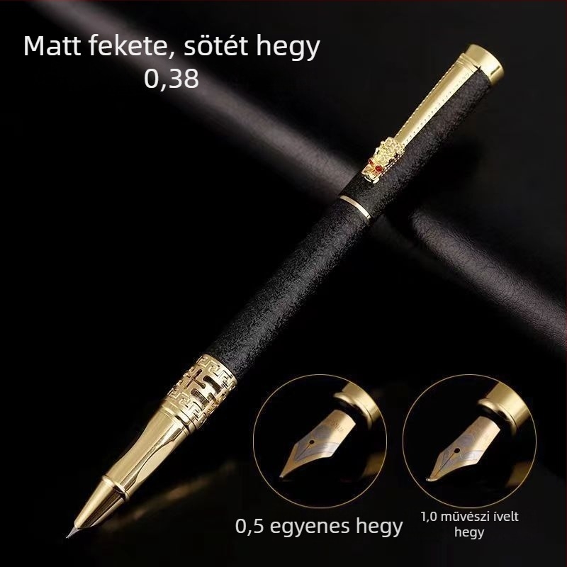 Fém toll sárkányfejű, üreges kialakítású toll, diákok és felnőttek számára, kalligráfia, aláírás és vázlatok, ajándék dobozos készlet