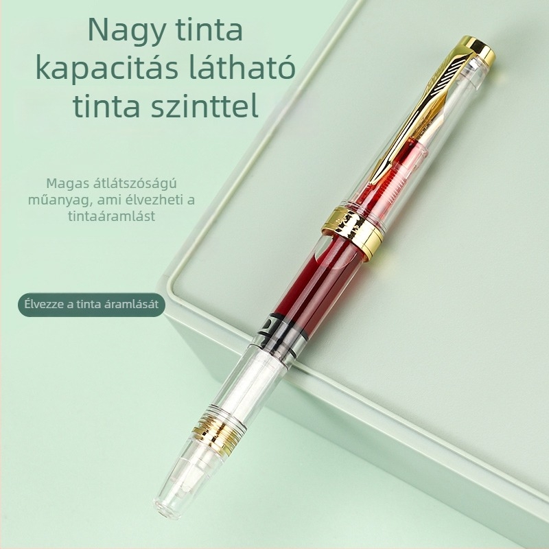 Töltő toll nagy kapacitású, átlátszó testtel, tanároknak (jegyzeteléshez; logó testreszabás)
