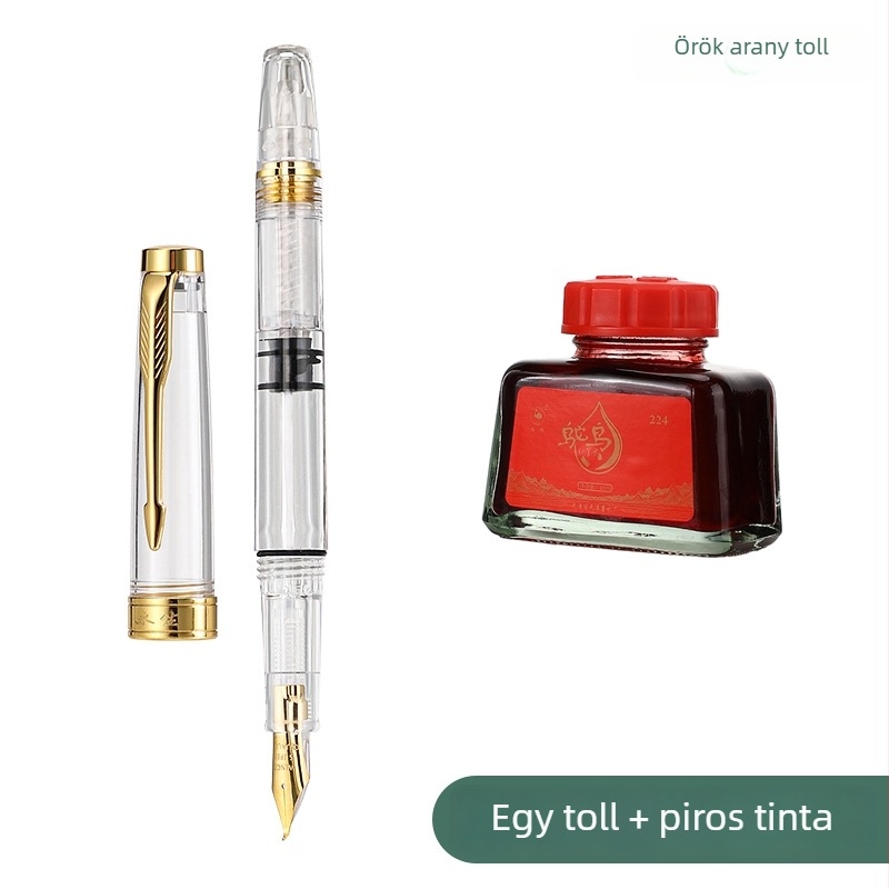 Töltő toll nagy kapacitású, átlátszó testtel, tanároknak (jegyzeteléshez; logó testreszabás)